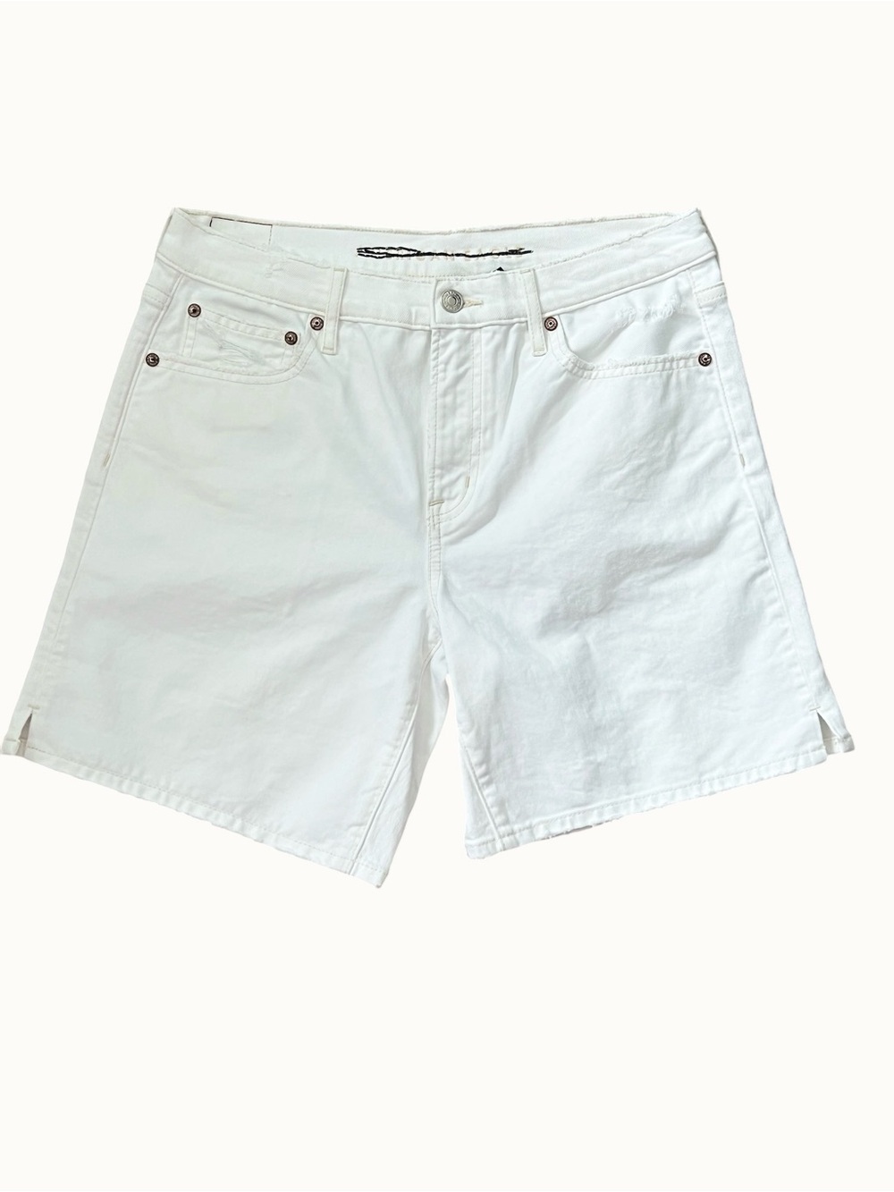 American Eagle Outfitters White Distressed Frayed Hem Denim Shorts